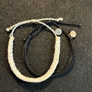 Pura Vida Beige and Black Braided Bracelet Set